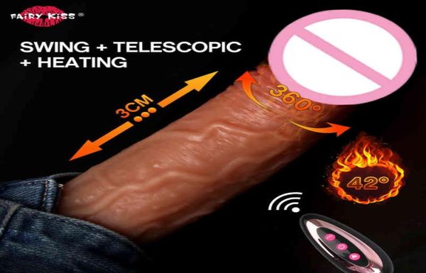 Calefacción telescópica automática enorme control remoto control realista gran vibrador g Point juguetes sexuales para adultos para mujeres Masturbator9191408