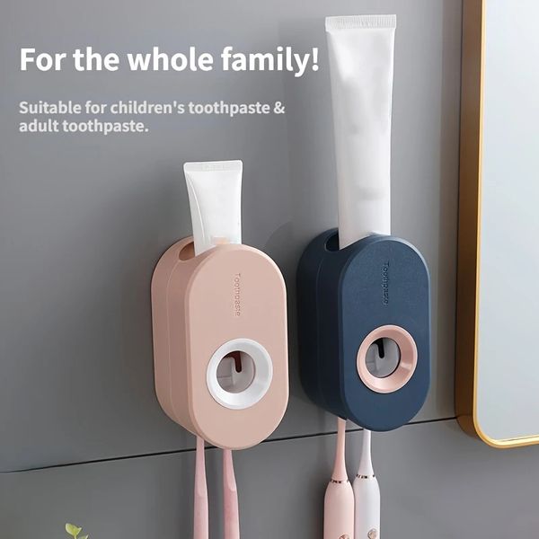 Distributeur automatique de dentifrice mural en plastique, presse-dentifrice, salle de bains, porte-brosse à dents anti-poussière, cintre YFA2048