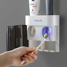 Automatische tandpasta squeezer kan tandenborstelhouder met magnetische afdekking thuis badkameraccessoires 210423