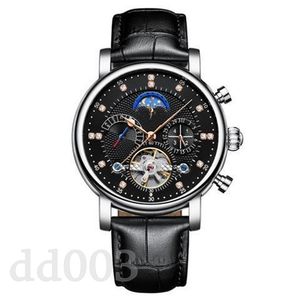 Automatisch horloge Business Casual Tourbillon Watch met lederen materiaal trendy Montre Automatique onderscheidende skelet polshorloge ijs uit voortreffelijke SB042 B23