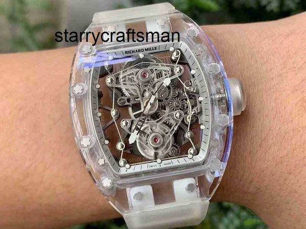 Montres automatiques RM Wristwatch Mill Snow Glazed Hollow Out Watch Mens Real Flywheel Carbone Fibre Millr RM056 Crystal Shell Wine Barrel Ruban 7i56