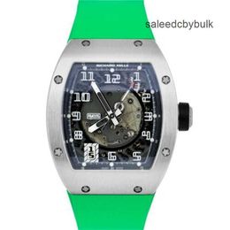 Automatisch opwindbare Tourbillon-horloges Richardmill luxe herenhorloge Gaaf herenhorloge Richardmill 18K platina automatisch horloge groen rubber 38 mm RM005 E5R8