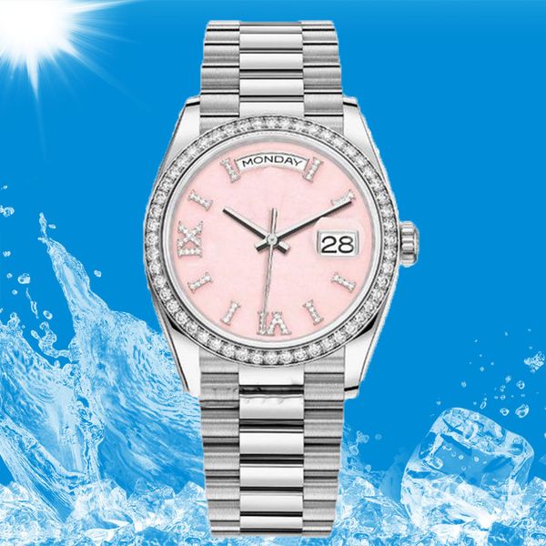 Relojes automáticos de cara rosa para mujer, reloj de mano de gama alta en línea, marca de lujo para hombre, relojes de pulsera de moda para hombres, relojes de pulsera luminosos impermeables populares dhgate