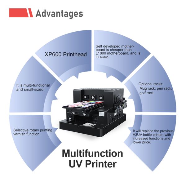 Impresora de cama plana UV XP600 automática con estuche de teléfono de botella