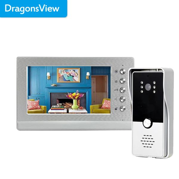 Automatización Dragonsview, videoportero con cable de 7 pulgadas, Monitor interior, teléfono de puerta para sistema de Control de acceso de puerta, desbloqueo y conversación