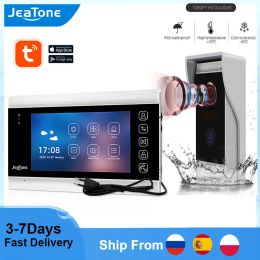 Automatización Jeatone Smart Wifi Video Intercom para el hogar Pantalla de video teléfono interior de 7 pulgadas con cámara de timbre de video con cable Fhd 1080p para exteriores