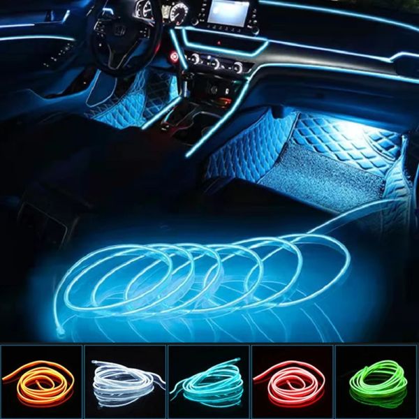 Automobile atmosphère lampe Car Éclairage intérieur Décoration LED Décoration Garland Wire Corde Tard Line Flexible Light USB Light