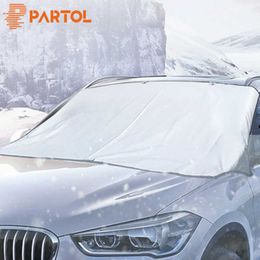 Couverture de pare-soleil Automobile, bouclier de neige et de glace pour pare-brise d'hiver, couverture de pare-brise de fenêtre avant de voiture 195cm x 70cm