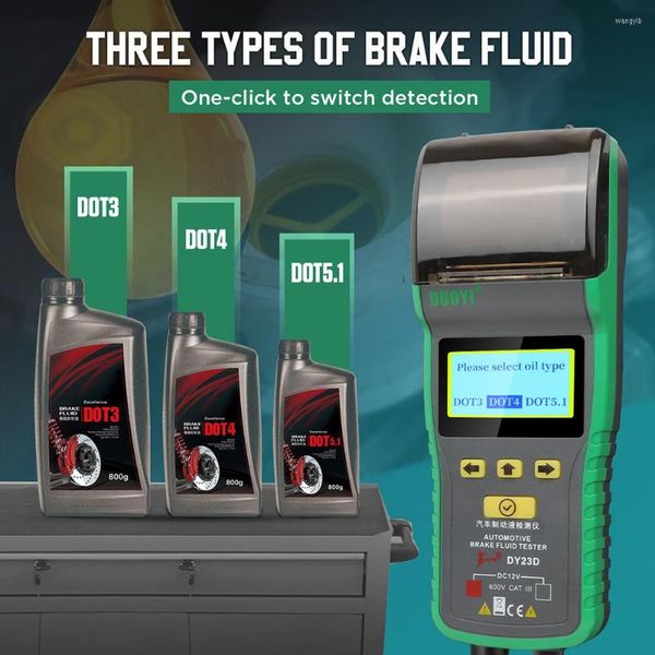 Dispositif de test d'outil de Diagnostic d'alarmes sonores et lumineuses de testeur de liquide de frein automobile pour DOT3 DOT4 DOT5.1