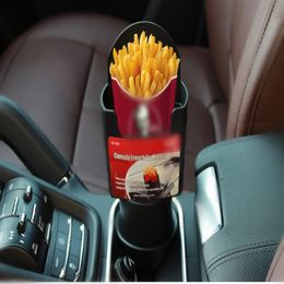 Interior del coche automotriz taza papas fritas titular comida rápida bebida bebida teléfono celular montaje almacenamiento negro299C