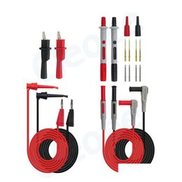 Automotive reparatiesets P1308B 18 stks / set meetsnoerreparatieset tool 4 mm bananenstekker naar testerhaak vervangbare mtimetersondes testen Dhrrx