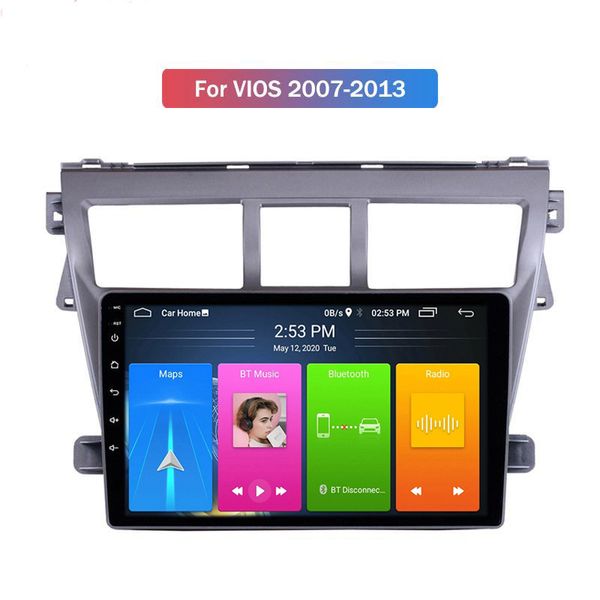 Autoradio 2 DIN lecteur DVD de voiture GPS Navi BT + caméra pour TOYOTA VIOS 2007-2013 unité de tête d'autoradio