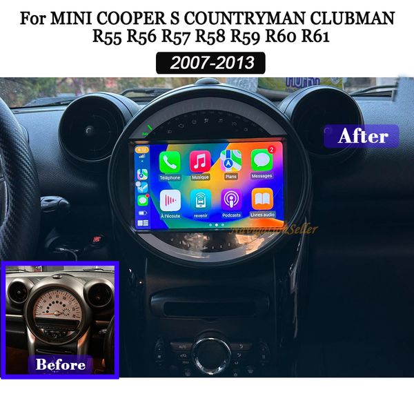 Autoradio Gps para MINI Cooper Countryman Clubman 2007-2013, pantalla de navegación estéreo Multimedia, actualización inalámbrica, CarPlay, Android, Auto Waze, Youtube, DVD para coche, Spotify