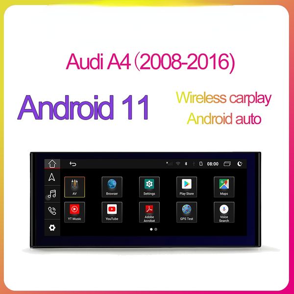 Autoradio Player Android Estéreo Car dvd Multimedia Inalámbrico Carplay GSP Wifi Bluetooth USB 4G para Audi A4/A5 MMI 2G 3G