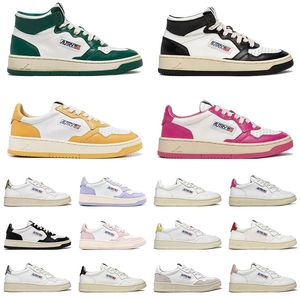 Autries Zapatos de diseñador Medalist Action para mujer Blanco Azul Dorado Zapatillas de deporte casuales Cuero de dos tonos Gamuza Alto Panda Rosa Rosa Púrpura Astilla EE. UU. Zapatillas de deporte para hombre Tamaño 35-43