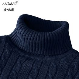 Automne hiver chaud pull à col roulé hommes décontracté col roulé tricoté pull garder hommes pull tricot laine 240130