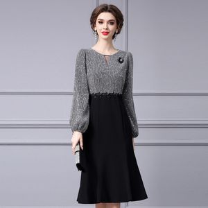 Autumn 0C401N27 Dress Light Mature Women's Style Parreny Patchwork Fake Tweed-Piece Rok Mid Lengte aanpassing