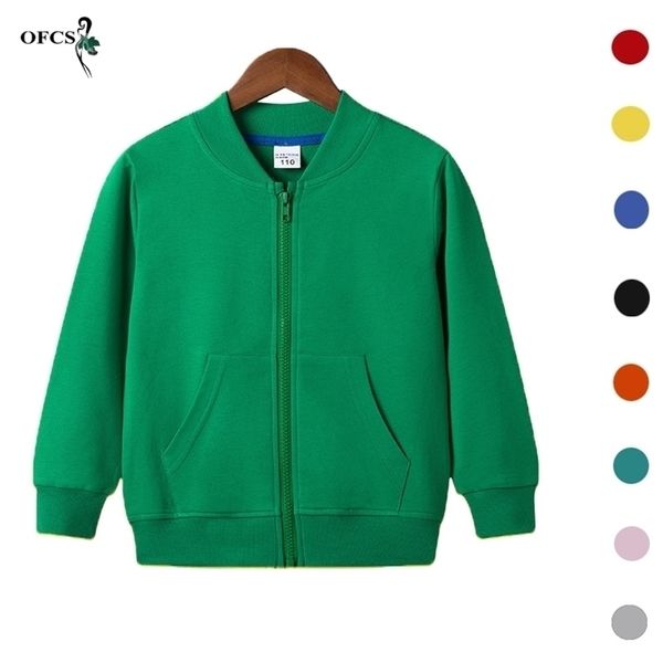 Automne 2-12 ans manteau précoce pour les enfants pour enfants garçons filles zipper veste à capuche solide sweat-shirt uni 8colors pull pour enfants 211110