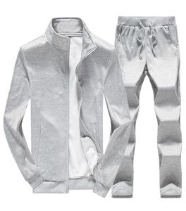 Herfst 2 stuks set heren trainingspak heren lange mouwen casual broek past zwart grijs sportsuit trainingspakken3355212