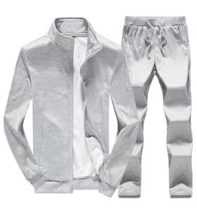 Autumn 2 PCS Set Heren Tracksuit Men Men Lange mouwen Casual broek Pakken Zwart grijze Sportsuit Tracksuits2225679