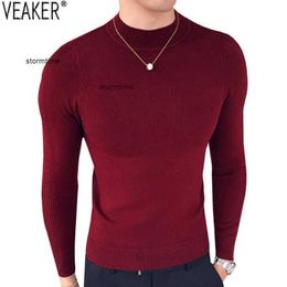 Otoño 2018 nuevos suéteres de cuello alto para hombres pulóver masculino de Color sólido ajustado suéter de cuello alto Tops suéteres de punto S-2XL