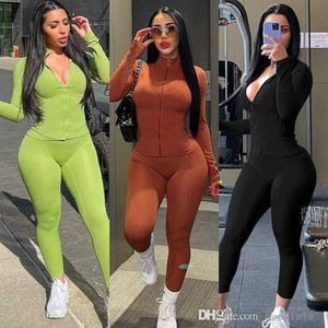 Autumn 2022 Yoga Tracksuits Nieuwe Fashion Sportswear Casual Zipper Lange Mouw Top Slim Pants Jogger Set