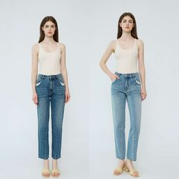 Automne 2024 Nouveau jean slim lâche petit petit ami pantalon féminin jean couture torsadé femme