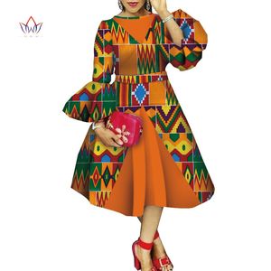 Herfst Afrikaanse jurken voor vrouwen Dashiki Flare Sleeve Afrikaanse kleding Bazin Riche Wax Print Kledingstuk voor Lady WY4544