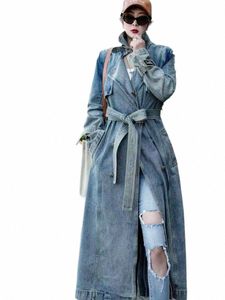 Herfst en lente Denim Lg-jas Vrouw Luxe damesjassen Damesjassen Jassen Trenchcoat Vrouwelijke Traf Trenchcoat voor dames r4lv #