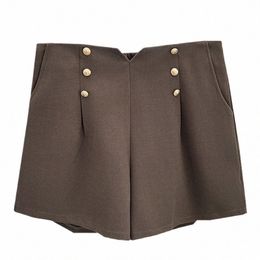 Automne et hiver 100kg Fi Woollen Wide Leg Shorts Plus Taille Femme Casual Taille haute Six Butt Bootcut 1170 N7rw #