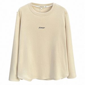 Automne et hiver 100kg Simple broderie petite lettre DE Veet tissu garder au chaud T-shirt grande taille vêtements pour femmes avec haut 1860 j3w4 #