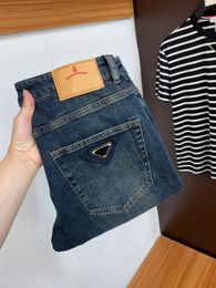 2024 highend merk nieuwste designer jeans mode knappe blauwe potloodbroek hoge kwaliteit comfortabele katoenmix materiaal top herenjeans