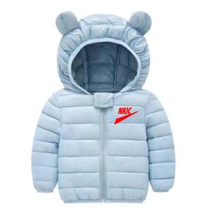 Chaqueta acolchada de algodón con superficie brillante para niños y niñas, nueva chaqueta con capucha de dibujos animados, otoño e invierno, 2022