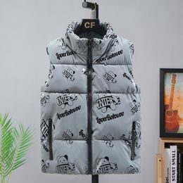 Automne et hiver 3D impression lettres gilet décontracté hommes marque vers le bas coton gilet mode coupe-vent et chaud sans manches veste