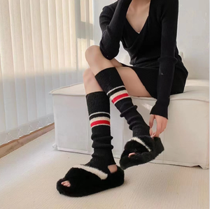 Automne et hiver cachemire jambières trois barres pied chaussette femmes longues chaussettes chaudes mollet japonais Ins mode JK chaussettes