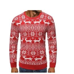 Automne et hiver Noël Mens Fashion Safe Deer Print Casual Col rond Slim Pull Pull Pull Taille Asiatique 201221