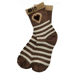 Chaussettes en coton pour femmes, automne et hiver, lettre couleur café, associées à des chaussettes à Tube haut pour étudiantes