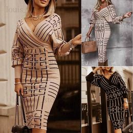 Herfst En Winter Explosie Vrouwen Gestreepte Jurken Lange Vneck Mouw Hoge Taille Vrouw Voor Undefined Bodycon Casual Dress T230808