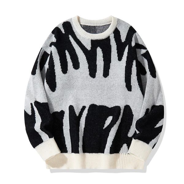 Lettre de résumé de la mode d'automne et d'hiver Pull Jacquard avec un tricot de couleur de contraste chaud et épais 240326