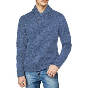 Automne et hiver mode couleur unie col haut bouton demi cardigan tricoté à manches longues décontracté polyvalent hommes pull haut 240124