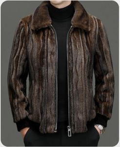 Automne et hiver Faux vison polaire à la mode haut de gamme hommes haut de gamme manteau décontracté moyen âge jeunesse veste noir café 240106