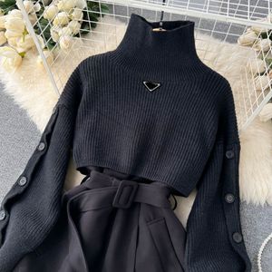 Herfst en winter zachte mode-stijl designer trui dames 2-delige elegante gebreide vestset set van binnenlandse eersteklas hoofdmerkcreatie