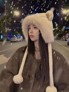 Automne et hiver filles oreilles d'ours mignonnes hiver épaissi peluche chaud Lei Feng chapeau femme protection des oreilles doux baotou chapeau froid marée