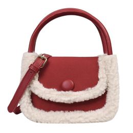 Bolso de pelo de otoño e invierno para mujer 2024 nueva moda coreana retro bolso cuadrado pequeño con bolso cruzado de un solo hombro ins 022