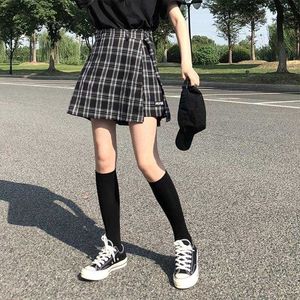 herfst en winter hoge taille shorts rokken womens Koreaanse preppy stijl meisje school plaid shorts vrouwen 210712