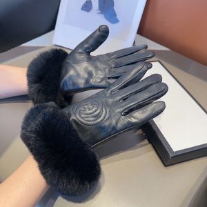 Gants pour écran tactile en poils de lapin paresseux d'automne et d'hiver avec doublure en poils de lapin paresseux, style classique mais actuel, taille unique