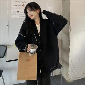Herfst en winter Lazy Wind Soft Waxy Sweet College Style Sweater Cardigan vrouwelijke student Koreaanse stijl losse slijtage buitenste jas