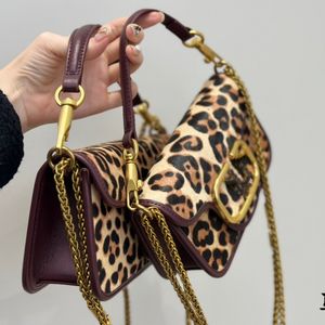 Otoño e invierno, estampado de leopardo, pelo de caballo, cuero, Valen Loco, bolso de cadena, bolso de diseñador, bolsos de hombro de lujo, bolso cruzado para mujer, bolso con correa de brillo de lona