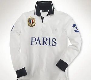 POLO de créateur homme manches longues Paris City avec col brodé pour l'été 2024 mode casual haut de gamme, 100% pur coton