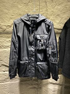Herfst en winter luxe merk herenjas mode multi-pocket patchwork cargo jas hoge kwaliteit top designer zwarte jas